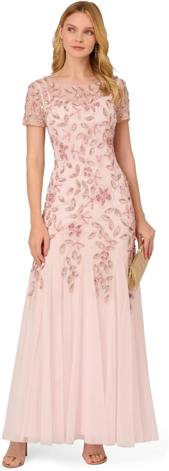 Adrianna Papell Women's Beaded Gown with Godets