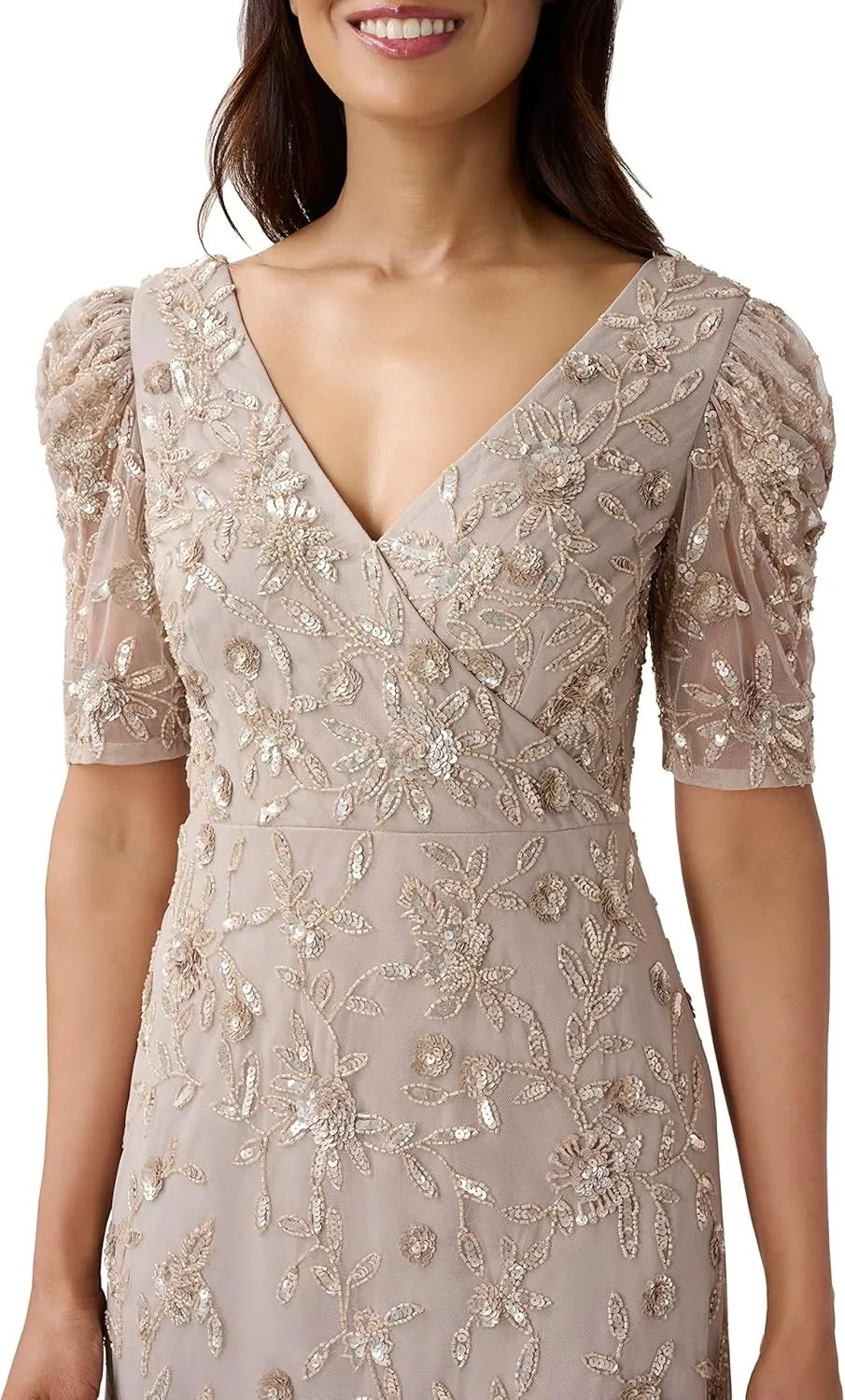 Adrianna Papell Women's Beaded Surplice Gown