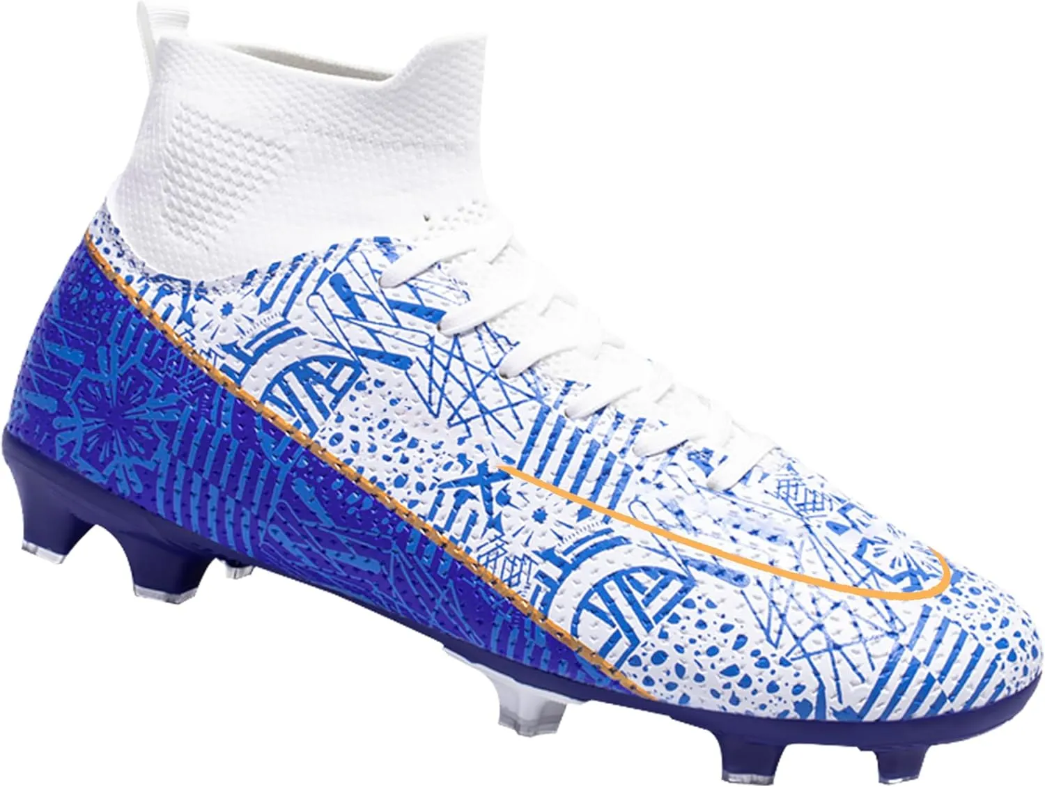 Adult Soccer Cleats Men-High-Tops Slip-On Lace Up Football Shoes for Youth Soccer Shoes Indoor Outdoor AG FG