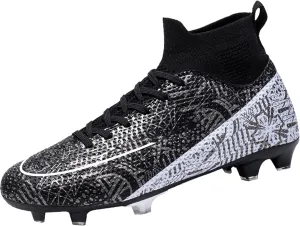 Adult Soccer Cleats Men-High-Tops Slip-On Lace Up Football Shoes for Youth Soccer Shoes Indoor Outdoor AG FG