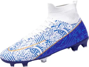 Adult Soccer Cleats Men-High-Tops Slip-On Lace Up Football Shoes for Youth Soccer Shoes Indoor Outdoor AG FG