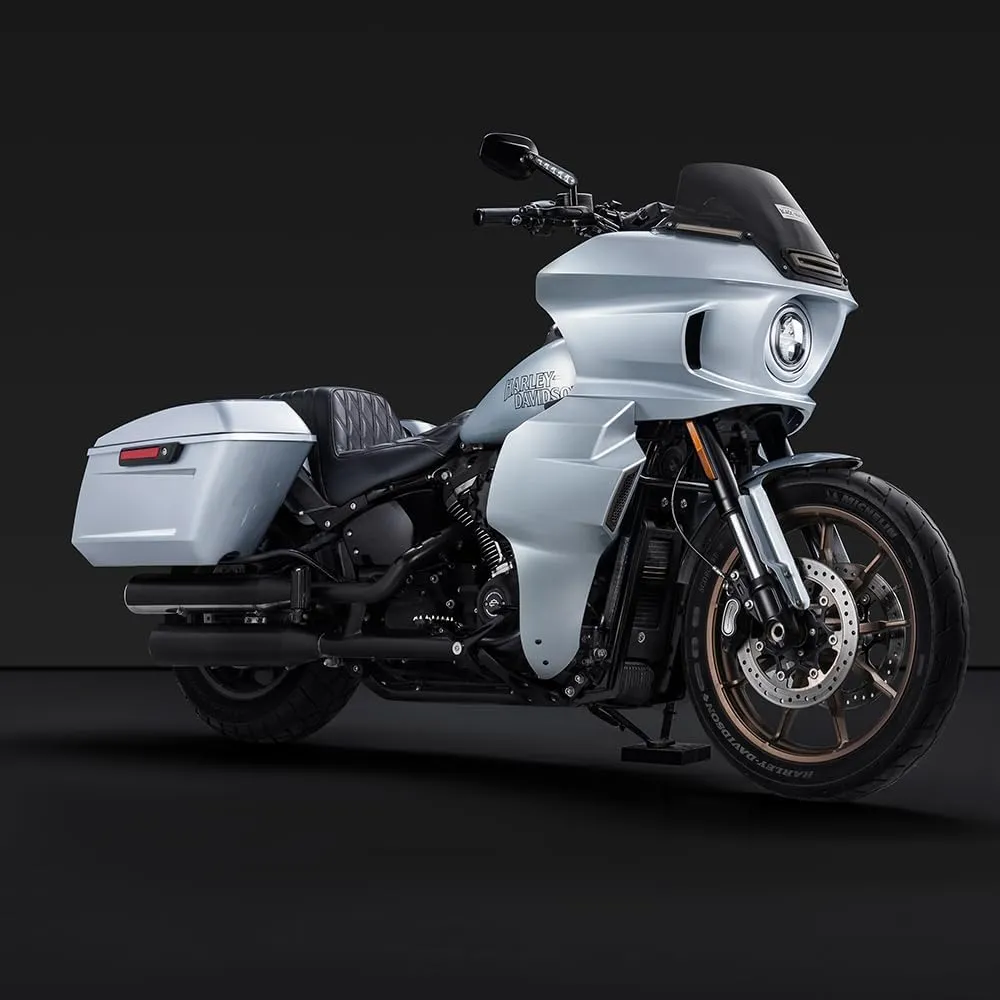 Advanblack Black Saddlebag Conversion Bracket Work with OEM Exhaust Fit for Motorcycle Harley M8 Low Rider S/ST