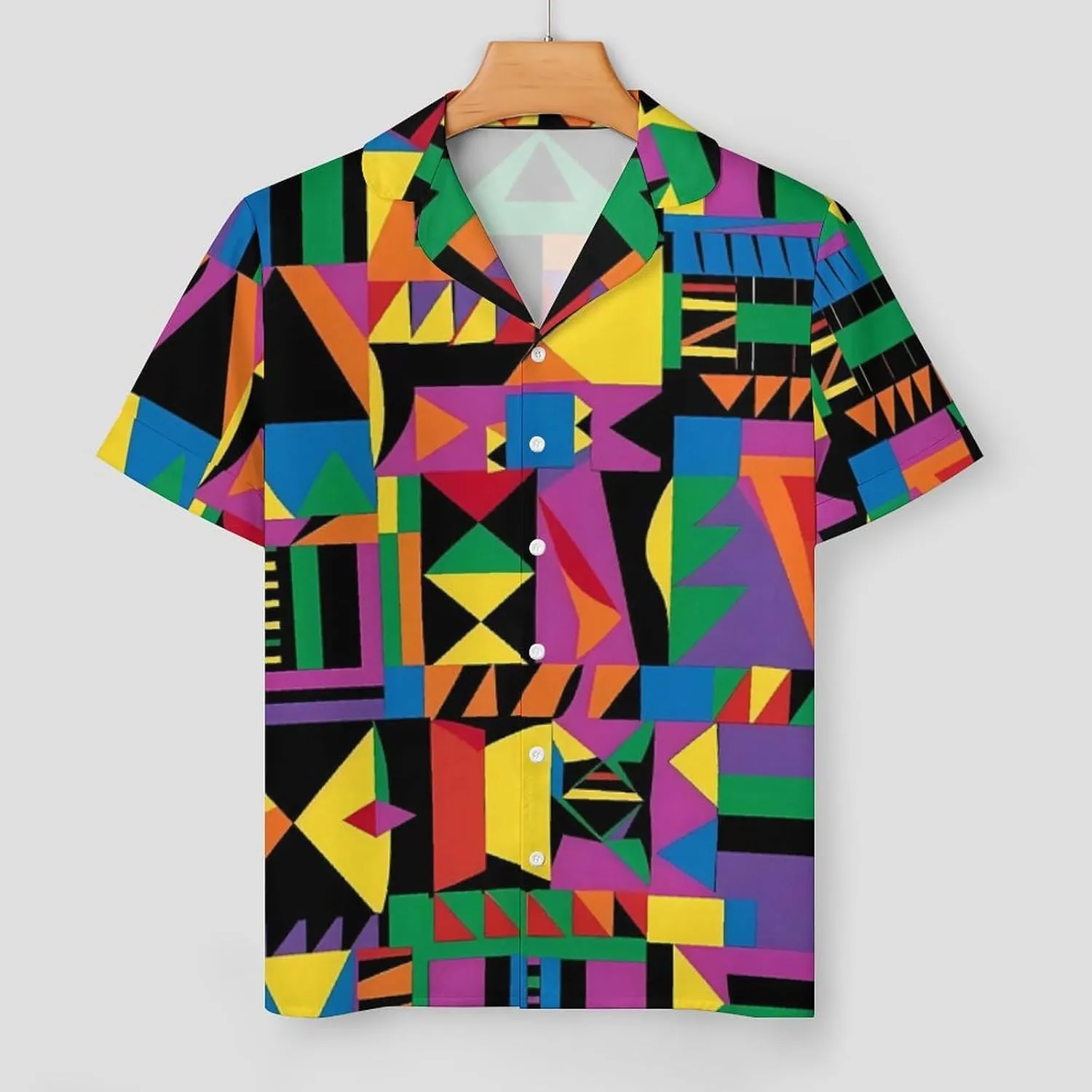 African Geometric Women's Satin Pajama Set Short Sleeve Button Down Sleepwear Loungewear Pj Set