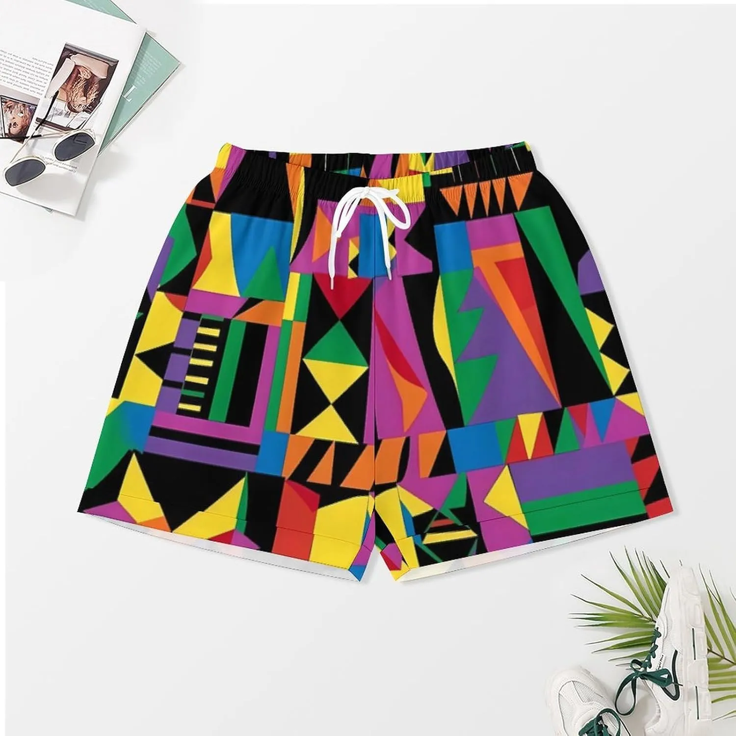 African Geometric Women's Satin Pajama Set Short Sleeve Button Down Sleepwear Loungewear Pj Set