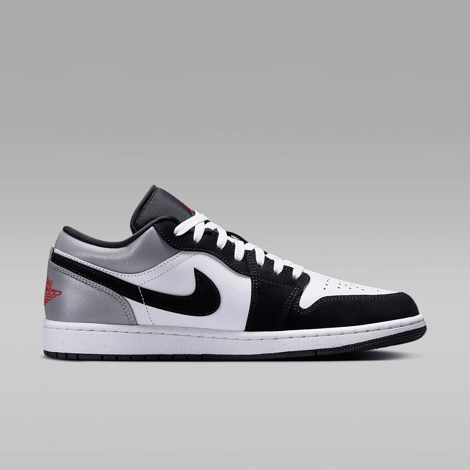 Air Jordan 1 Low SE Men's Shoes (HF3148-106, White/Black/Matte Silver/Fire Red)