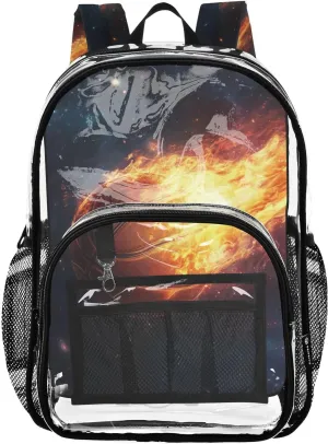 ALAZA Firing Basketball Galaxy Clear Fashion Backpack for Women Men Transparent Travel School Bag Daypack for Boys Girls