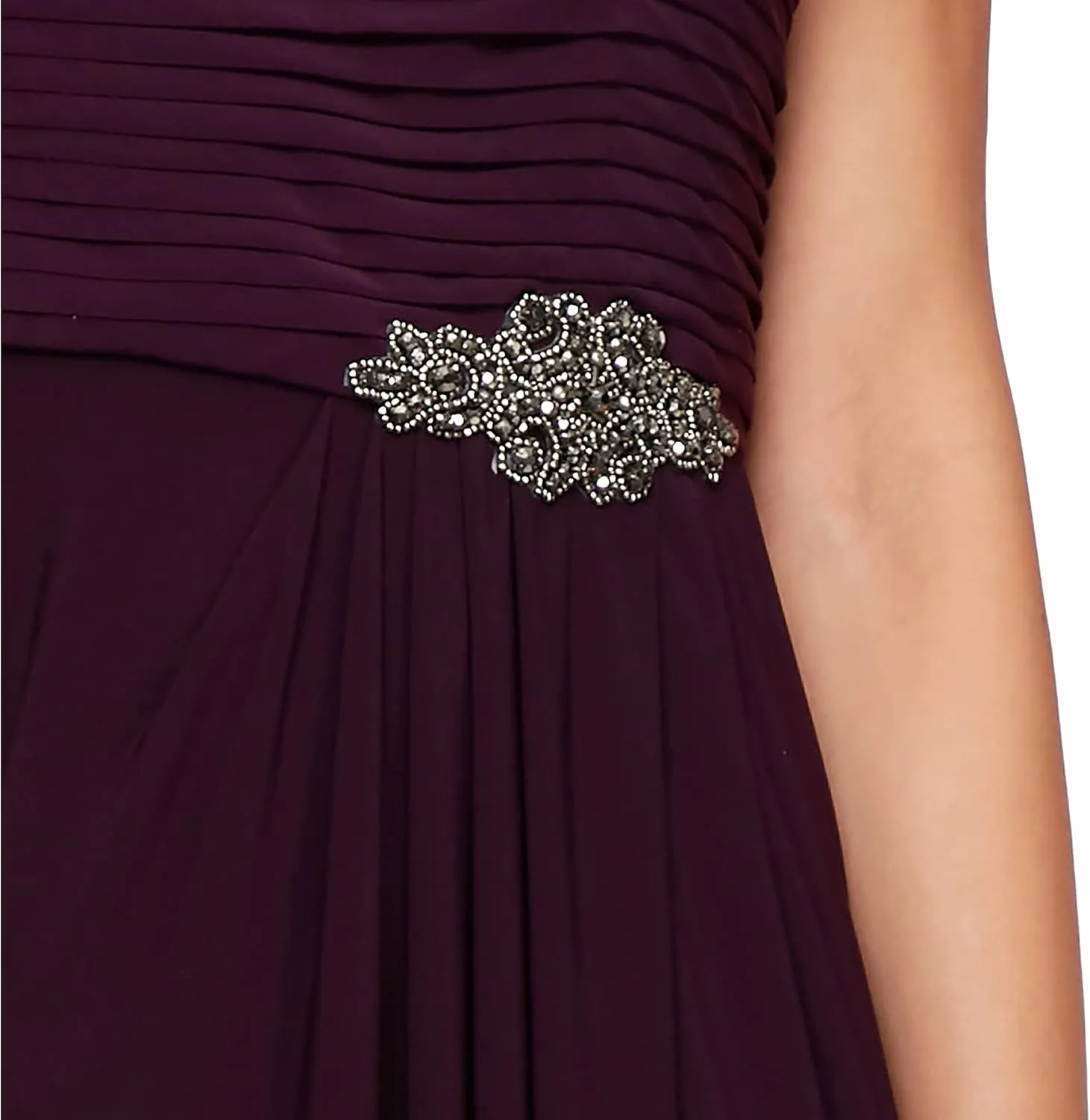 Alex Evenings Women's Long Cowl Neckline Mother of The Bride Dress, Formal Event Gown (Petite and Regular Sizes)