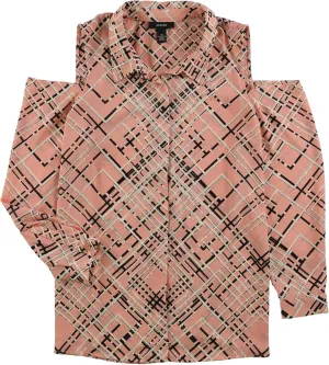 Alfani Womens Cold-Shoulder Knit Blouse, Pink, 10