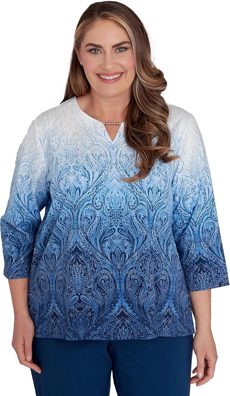 Alfred Dunner Classic CottonOmbre Medallion Top