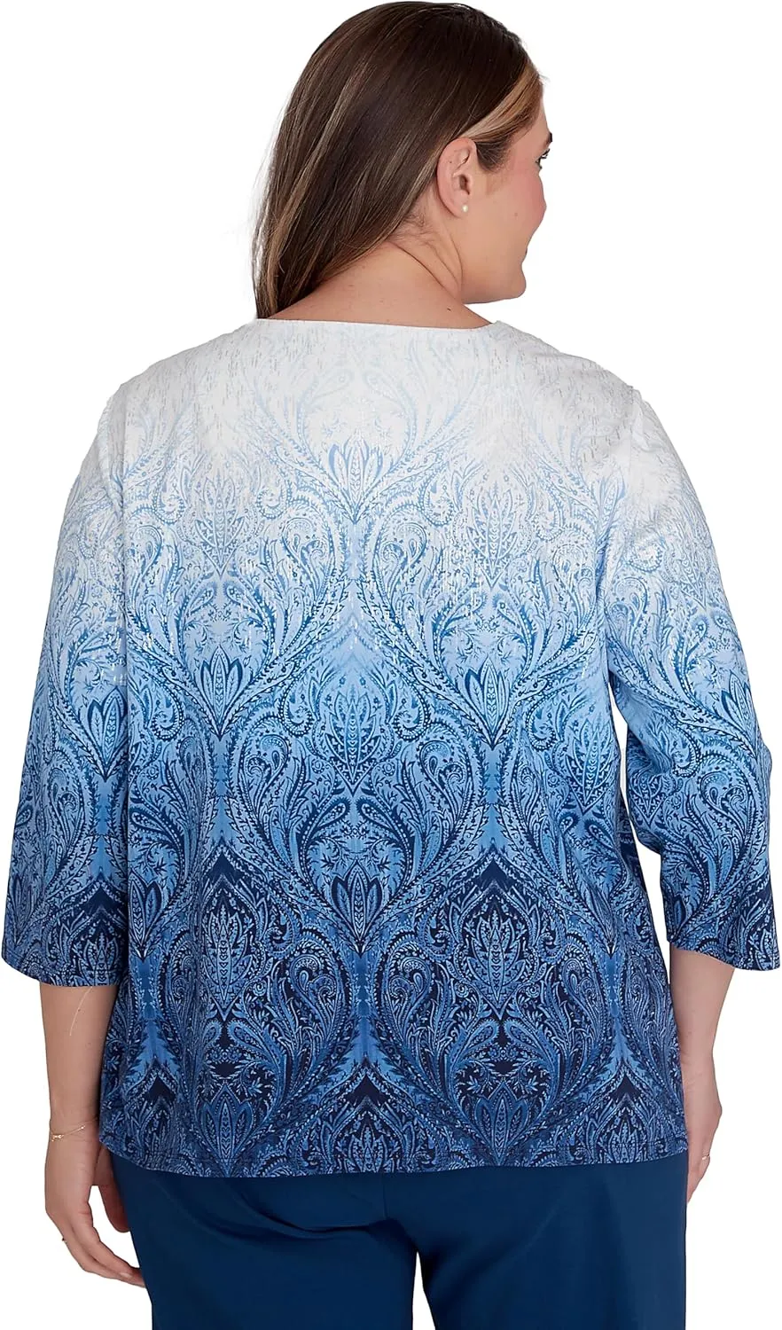 Alfred Dunner Classic CottonOmbre Medallion Top