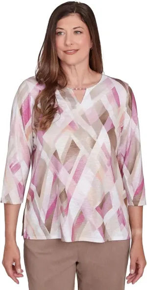 Alfred Dunner Women's Telluride Geometric Glass Top