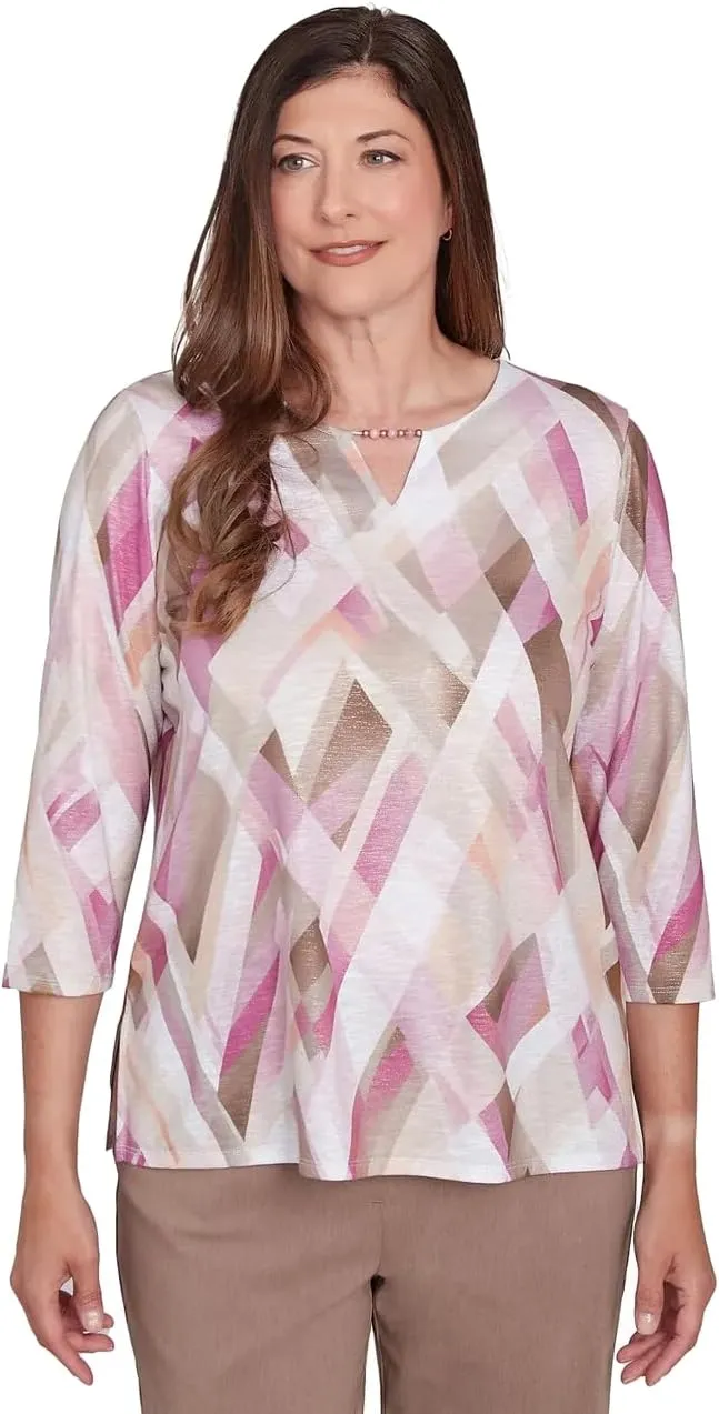 Alfred Dunner Women's Telluride Geometric Glass Top