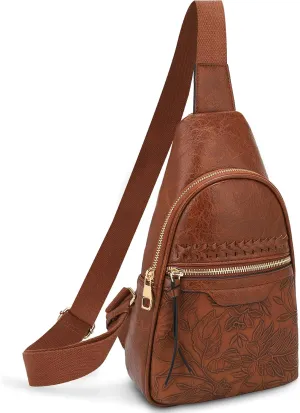 ALYSSA Large Sling Bag for Women Faux Leather Crossbody Fanny Pack Backpack Cross Body Purses 7L Crossbody Bags for Women