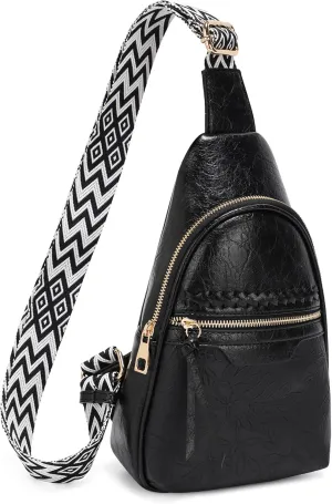 ALYSSA Large Sling Bag for Women Faux Leather Crossbody Fanny Pack Backpack Cross Body Purses 7L Crossbody Bags for Women