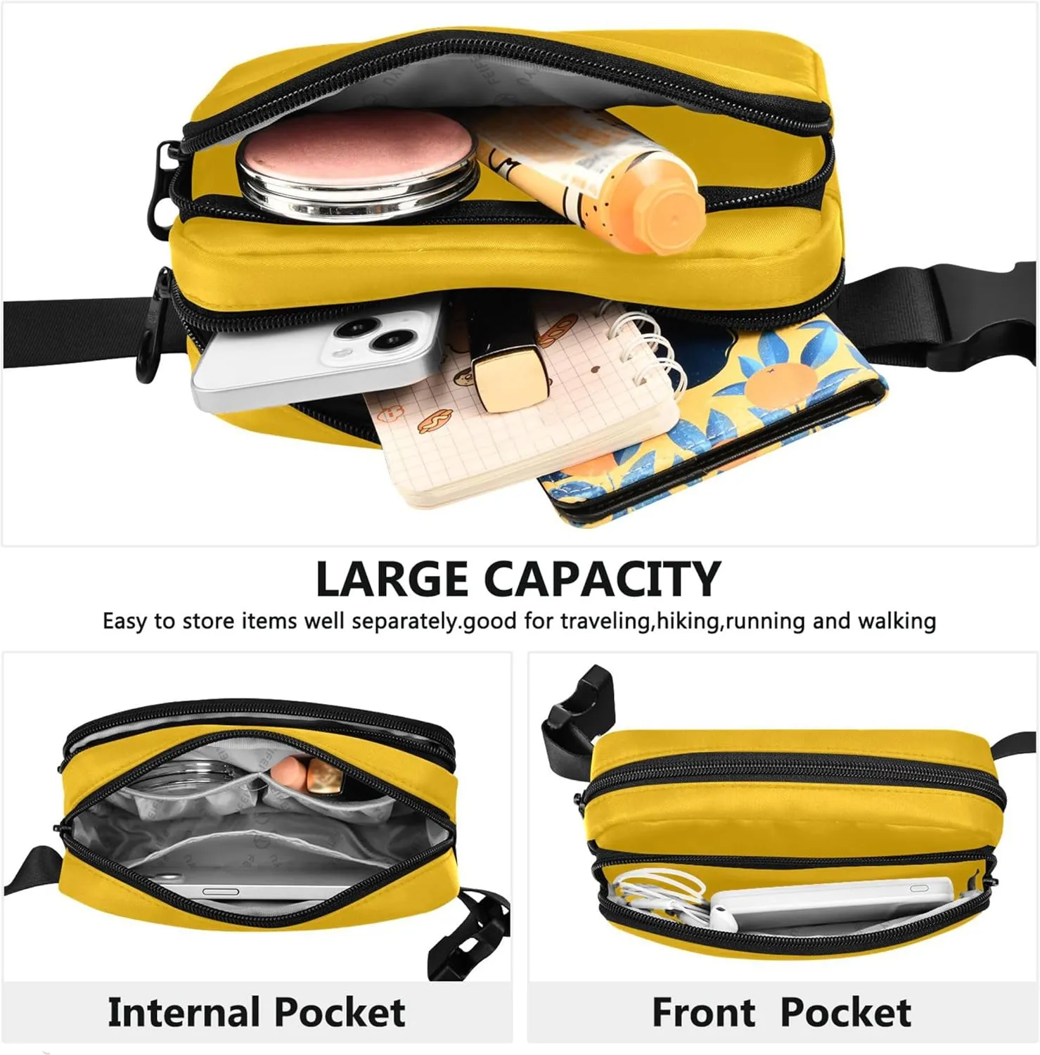 Amber Orange Waterproof Women Fanny Pack Belt Bag Hip Pouch Colorful Waist Pouch for Women