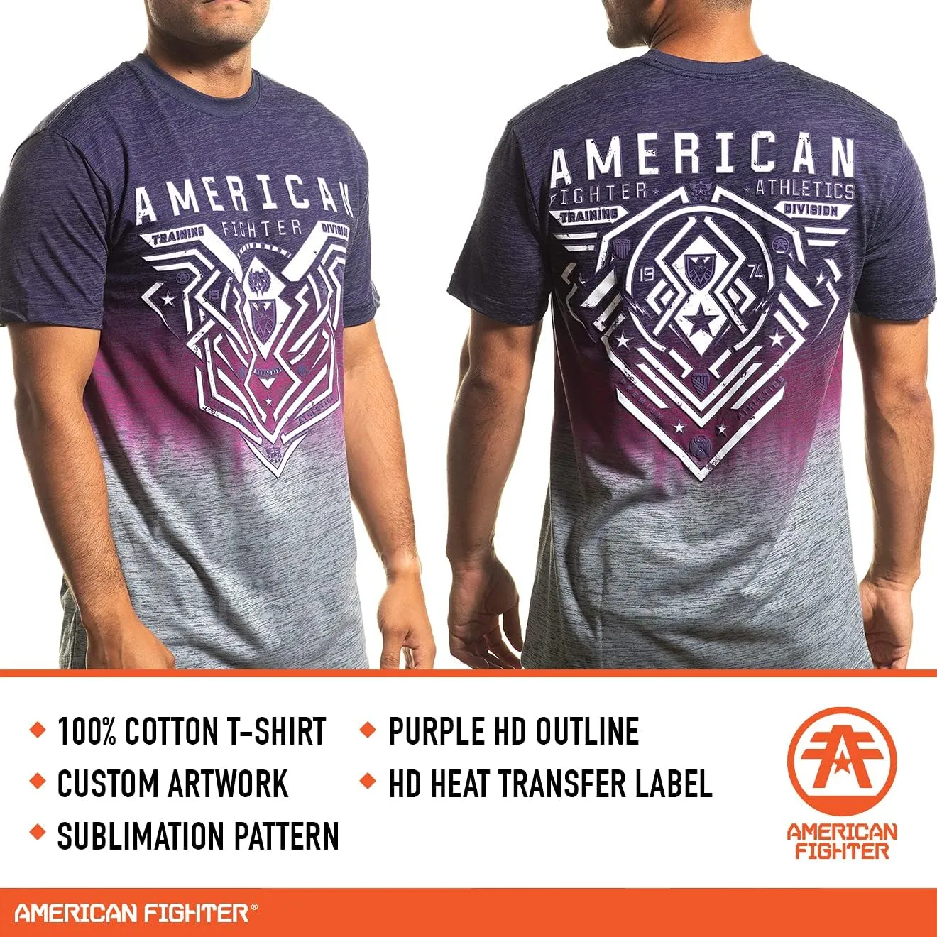 American Fighter Mens Sublimated T-Shirt Colored Short Sleeve Shirts for Men.