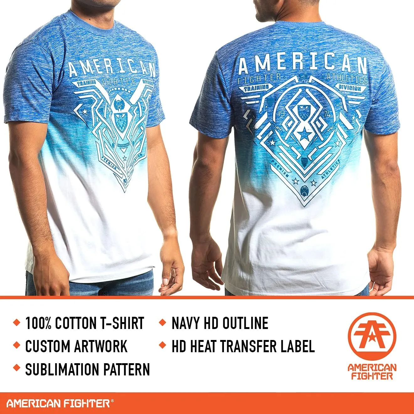 American Fighter Mens Sublimated T-Shirt Colored Short Sleeve Shirts for Men.