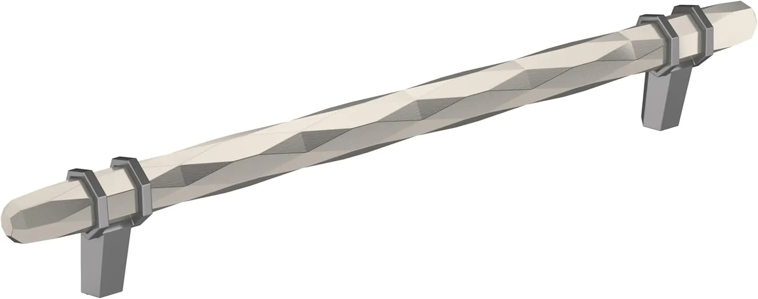Amerock | Cabinet Pull | Satin Nickel/Black Chrome | 8 inch (203 mm) Center-to-Center | London | 1 Pack | Drawer Pull | Drawer Handle | Cabinet Hardware