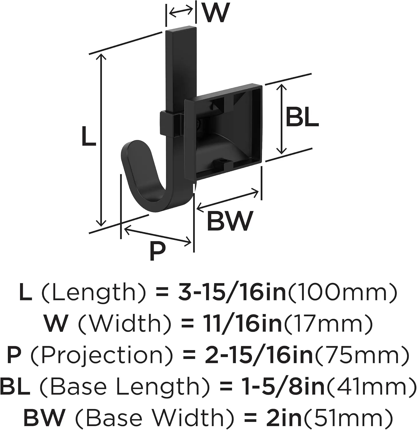 Amerock HBX36686MB | Burbank Single Prong Decorative Wall Hook | Matte Black Hook for Coats, Hats, Backpacks, Bags | Hooks for Bathroom, Bedroom, Closet, Entryway, Laundry Room, Office