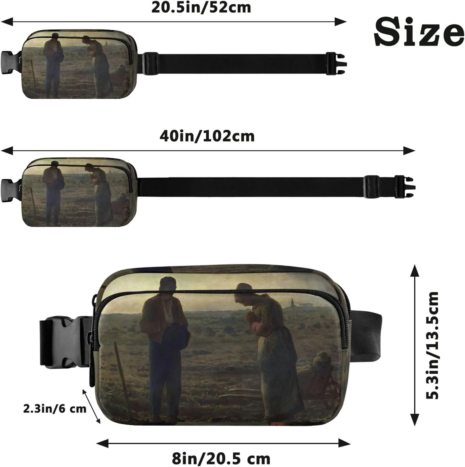 Angelus Francois Millet Prints Women Fanny Pack Waterproof Hip Bag Belt Purse Cute Cross Body Waist Purse