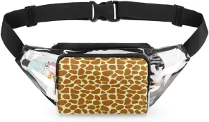 Animal Giraffe Print Clear Fanny Pack Stadium Approved Clear Crossbody Belt Bag for Women Men Transparent Waist Bag with Adjustable Strap for Concerts Sports Events Travel