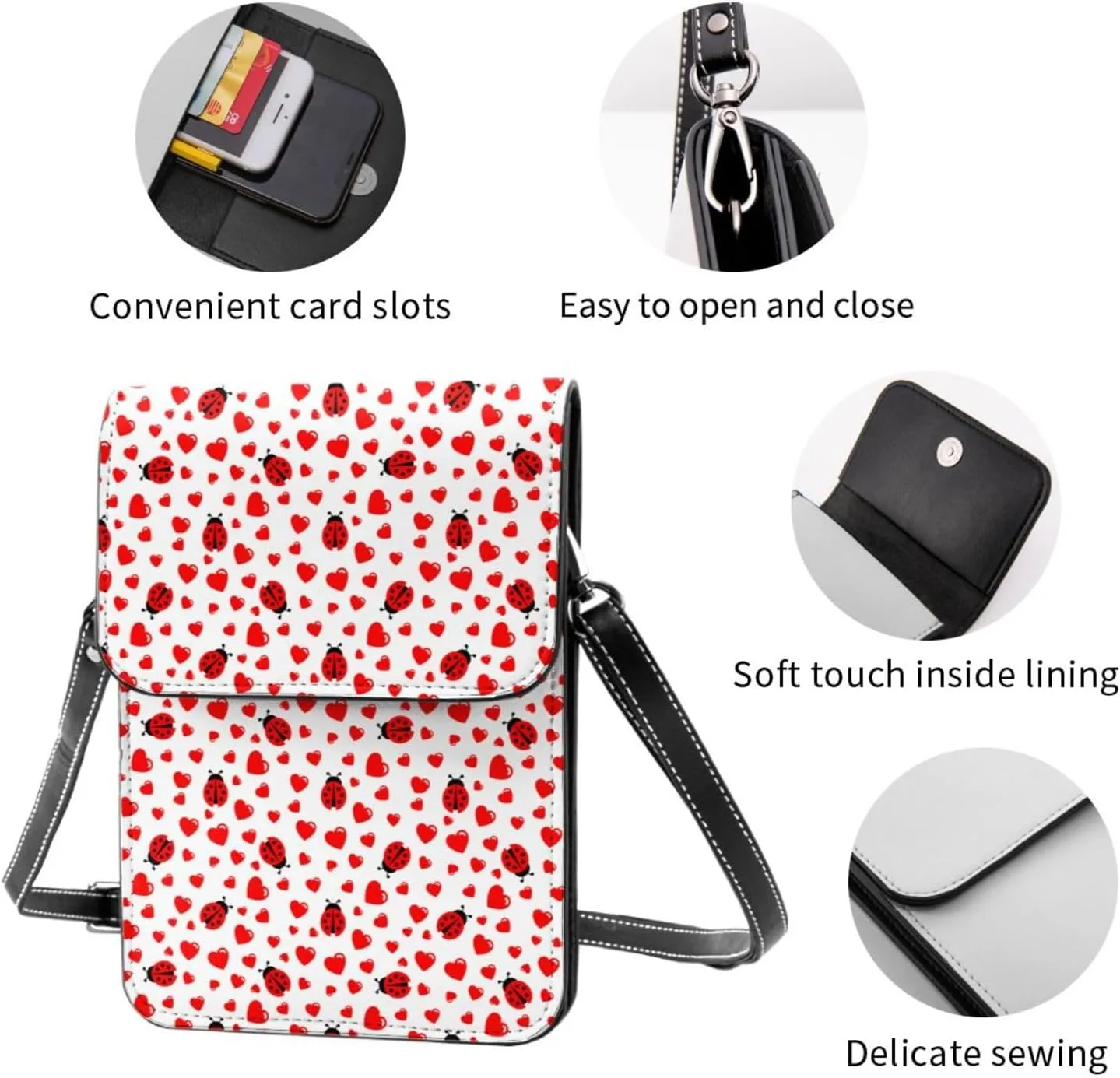 Animals Footprints Cat Dogs Leather Crossbody Phone Purse for Women Cute Wallet Bags Lightweight Mini Sling Bag