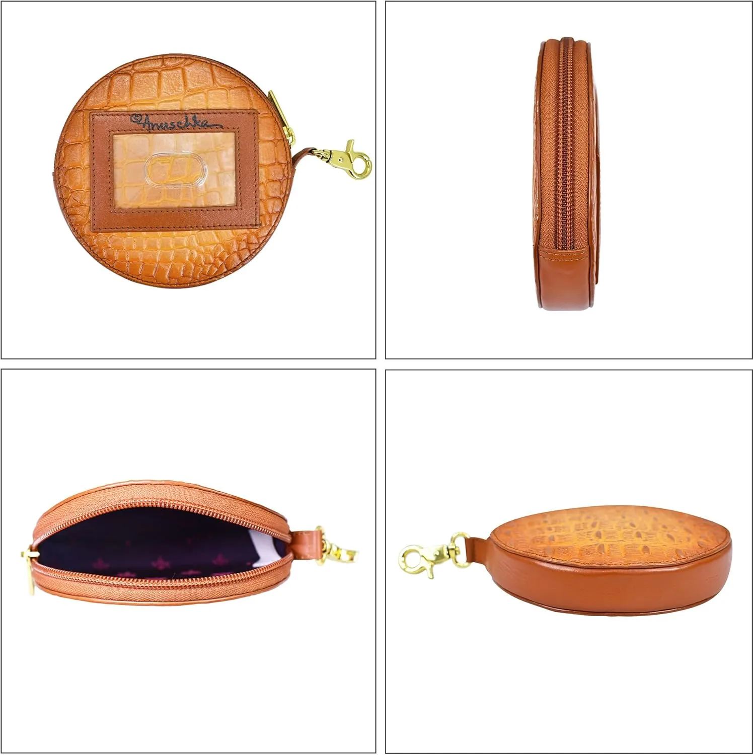 Anuschka Women's Original Hand Painted Genuine Vegetable Tanned Leather Round Coin Purse