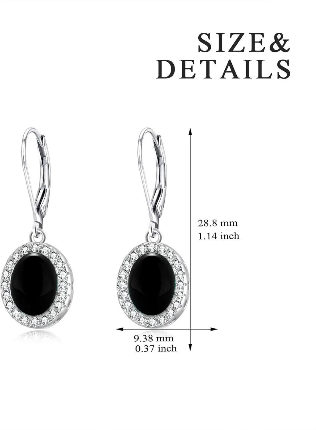 AOBOCO Oval Halo Sterling Silver Leverback Earrings, Embellished with Crystal from Austria, Hypoallergenic Dangle Drop Earrings, Fine Jewelry Gifts for Women
