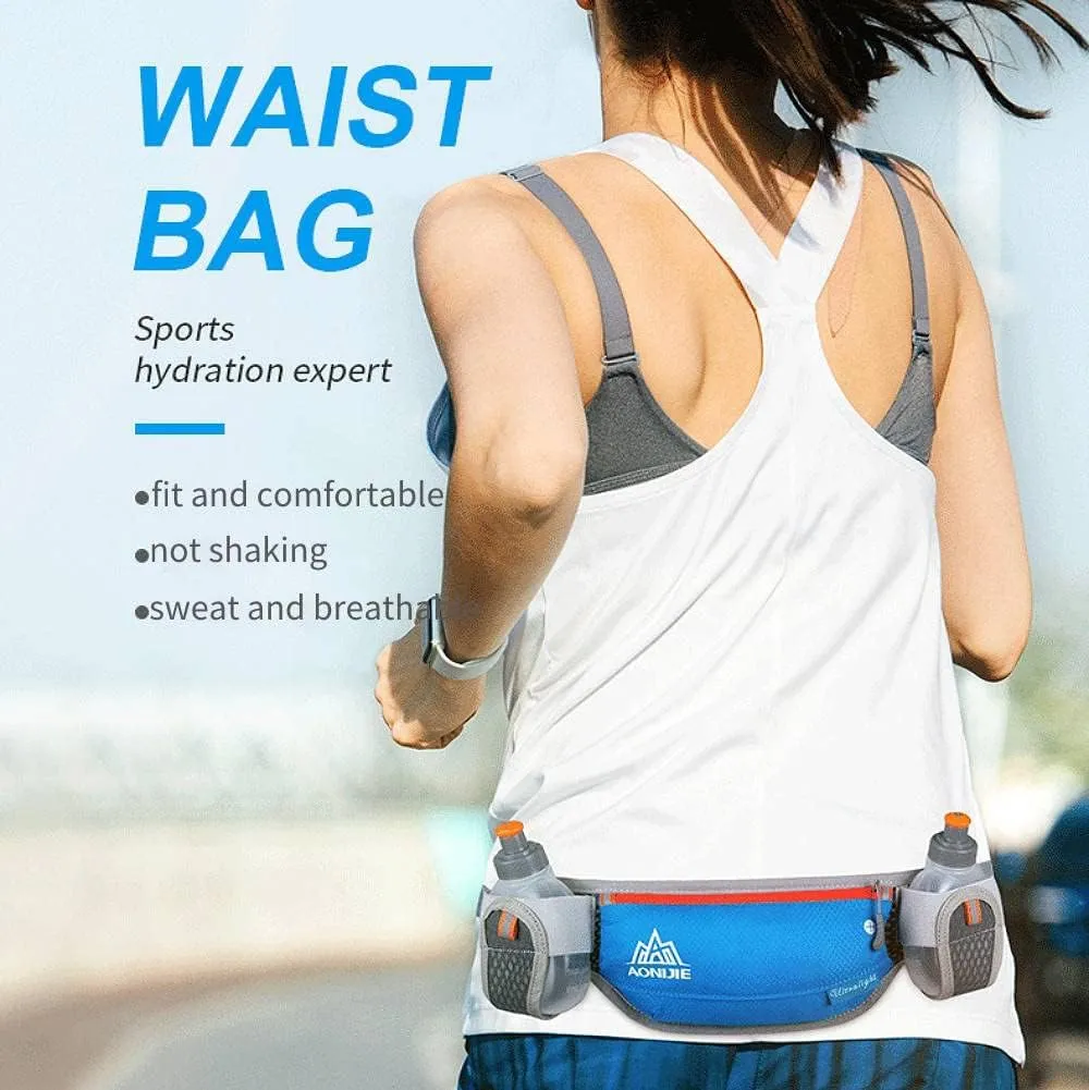 AONIJIE Running Hydration Belt with 2 Water Bottles, Waterproof & Bounce-Free Waist Pouch for Runners, Fanny Pack Fit 6.8 Inches Phones for Jogging, Cycling, Climbing and Hiking (Rose)