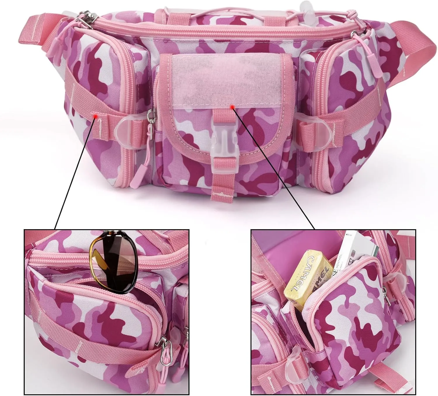 ArcEnCiel Tactical Fanny Pack for Men Waist Bag Hip Belt Outdoor Hiking Fishing Bumbag with Patch