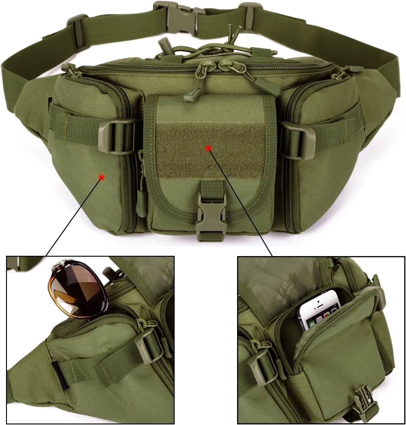 ArcEnCiel Tactical Fanny Pack for Men Waist Bag Hip Belt Outdoor Hiking Fishing Bumbag with Patch