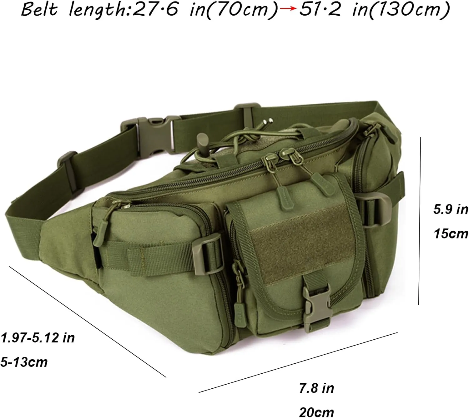 ArcEnCiel Tactical Fanny Pack for Men Waist Bag Hip Belt Outdoor Hiking Fishing Bumbag with Patch