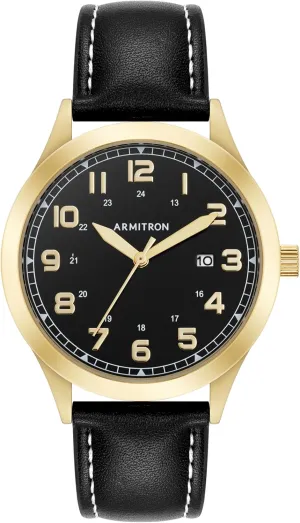 Armitron Men's Date Function Easy to Read Leather Strap Watch