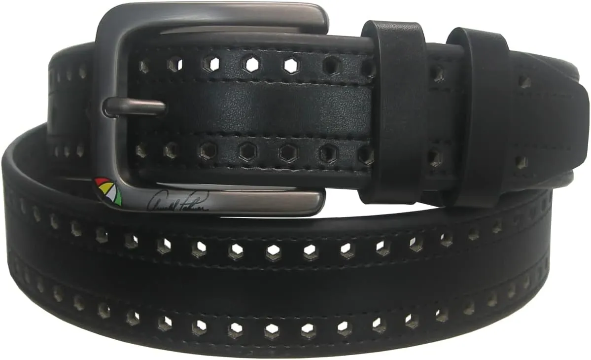 Arnold Palmer Golf- Perforated Stitch Leather Belt Black Size 38