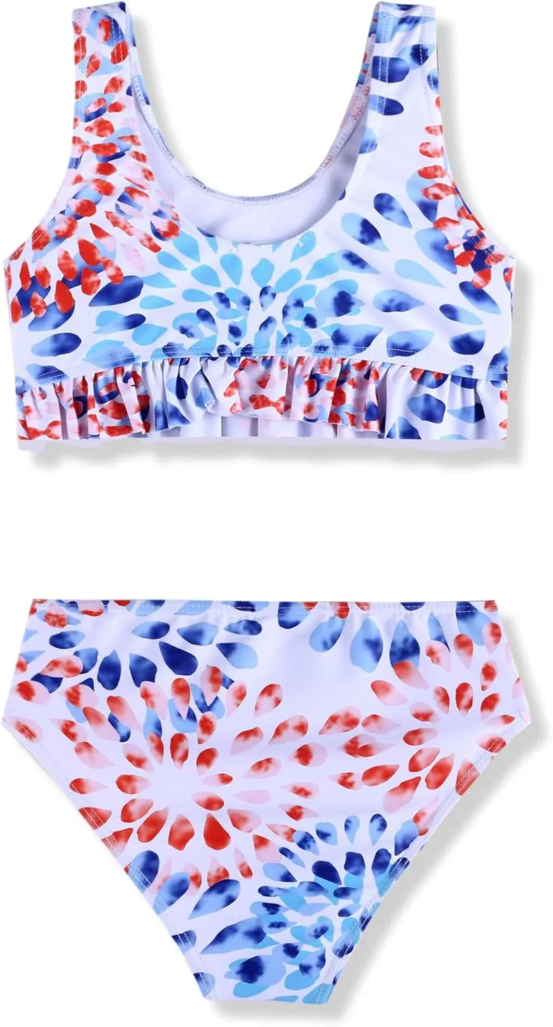Arshiner Girls Bikini Beach Swimwear 2 Piece Swimsuits Floral Printing Bathing Suits for 4-15 Years