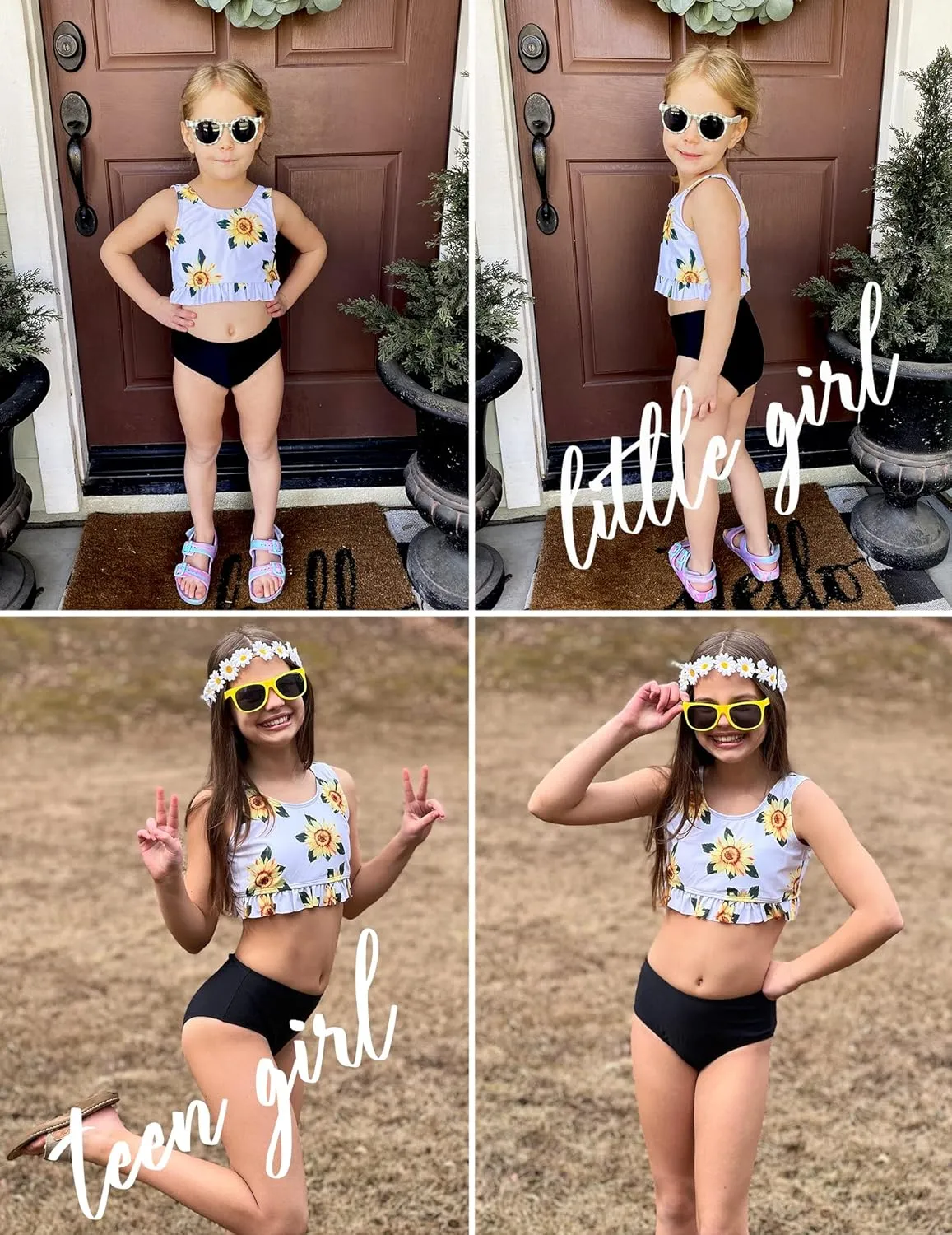 Arshiner Girls Bikini Beach Swimwear 2 Piece Swimsuits Floral Printing Bathing Suits for 4-15 Years