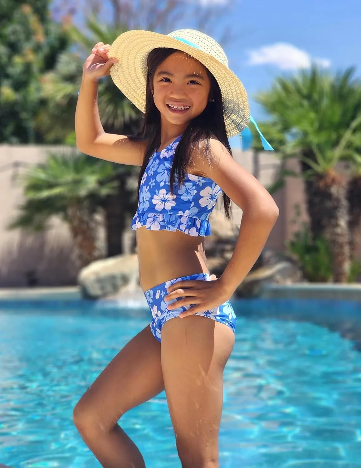 Arshiner Girls Bikini Beach Swimwear 2 Piece Swimsuits Floral Printing Bathing Suits for 4-15 Years