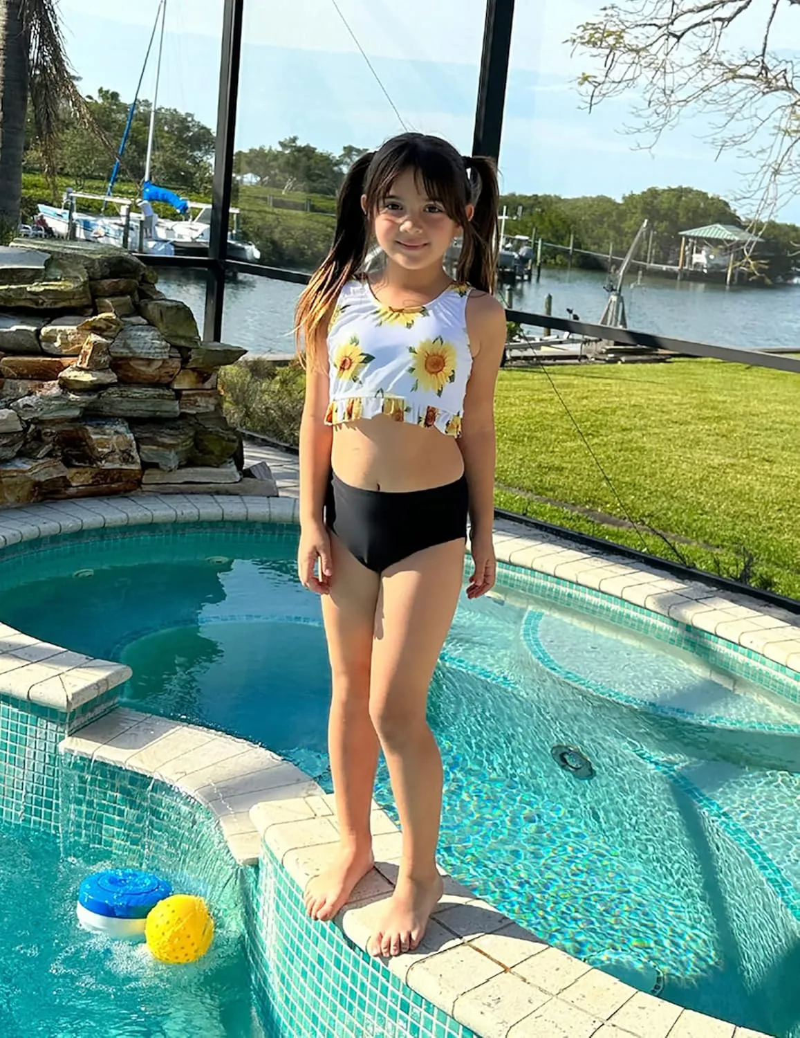 Arshiner Girls Bikini Beach Swimwear 2 Piece Swimsuits Floral Printing Bathing Suits for 4-15 Years