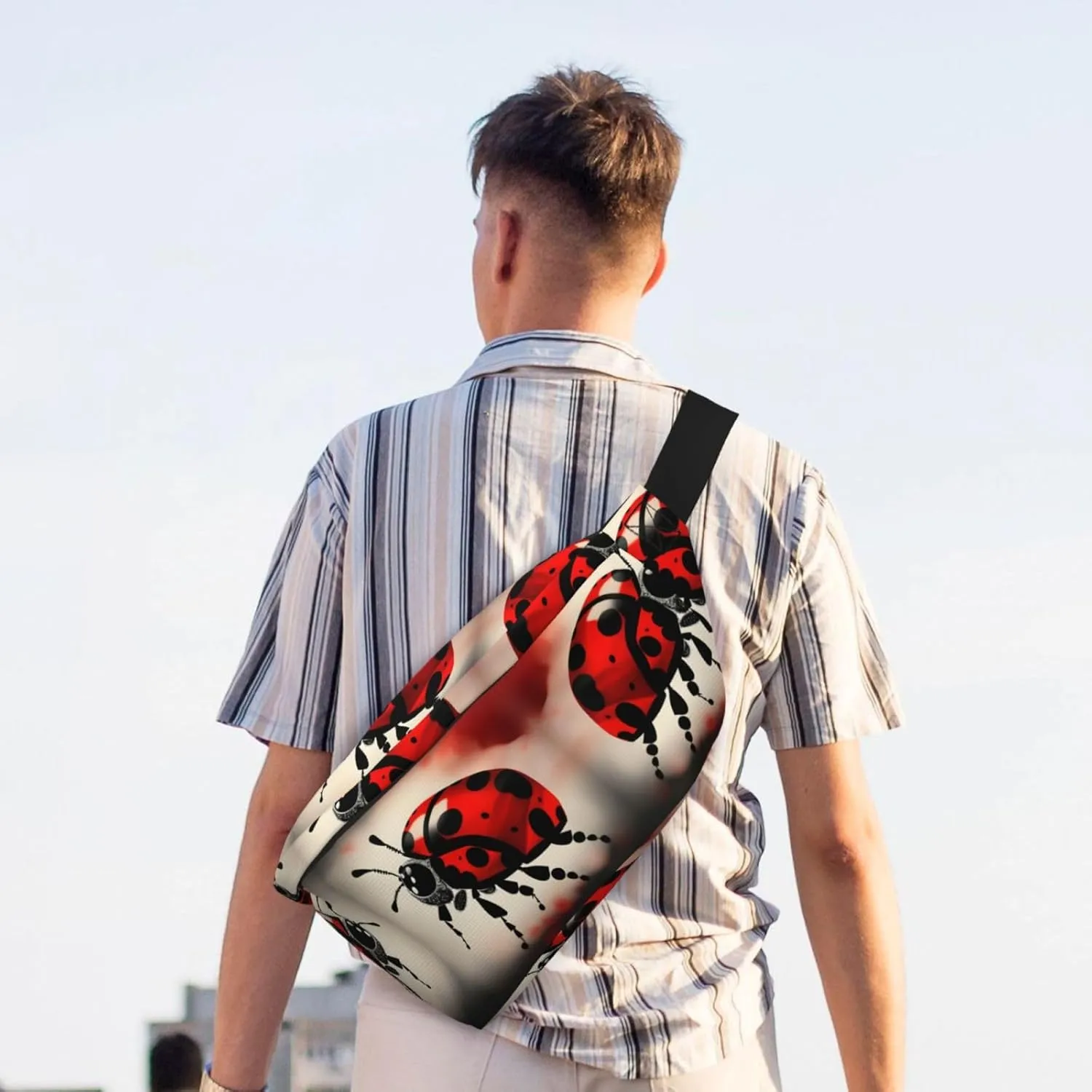 Art Ladybug Tracks Multi-Purpose Fanny Pack and Crossbody Bag - High Capacity with Zipper Pockets, Ideal for Men and Women