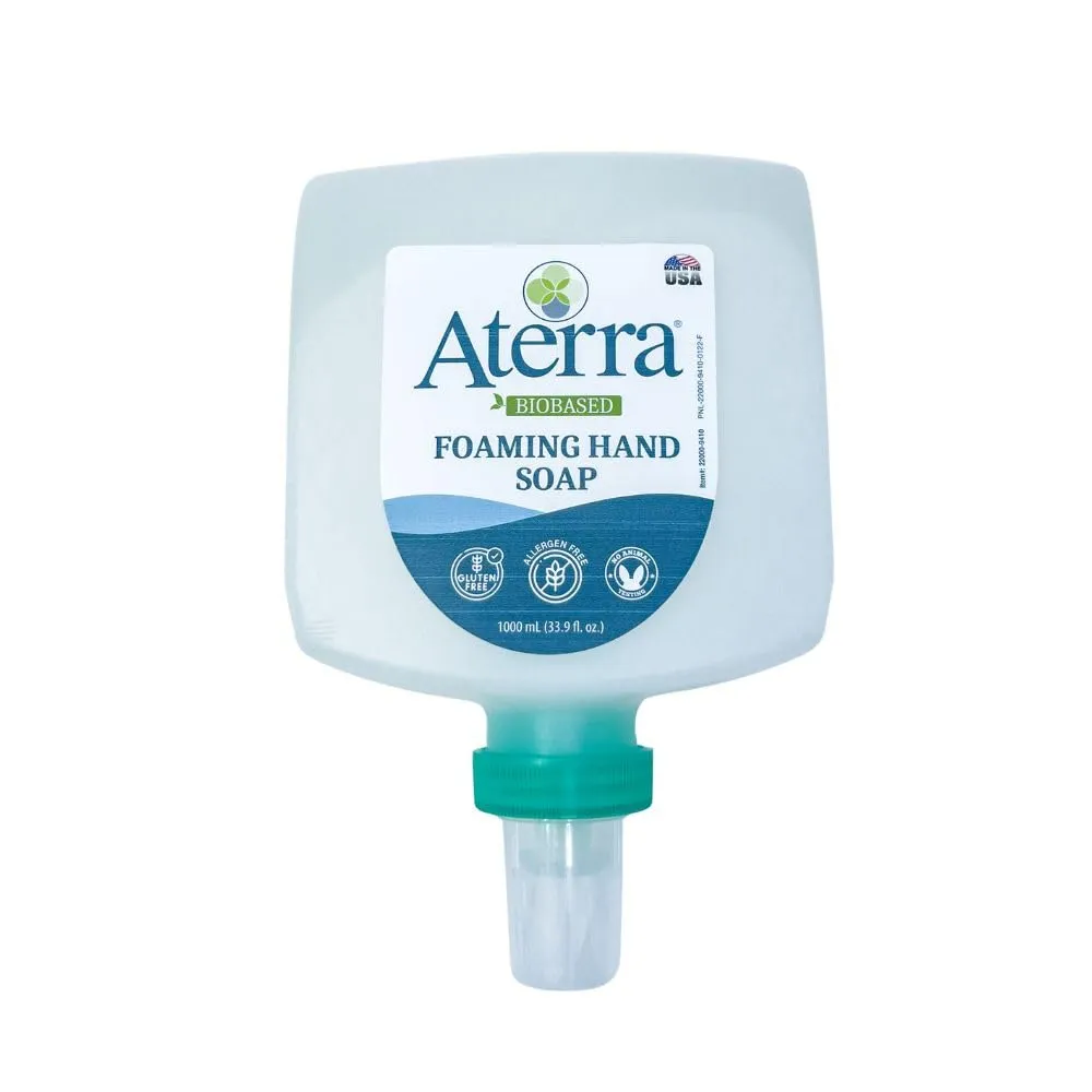 Aterra® Eco-Friendly Foaming Hand Soap bulk, 1 Liter Plastic Bottle for Wall Dispenser, 4-Pack refill