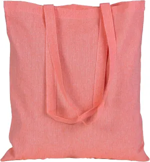 Atmos Green 12 pack CORAL Color 15 X 16 inch with 27" long handle 5.5 Oz Recycled cotton canvas reusable grocery bags ecofriendly super strong great choice for schools promotion branding MADE in INDIA