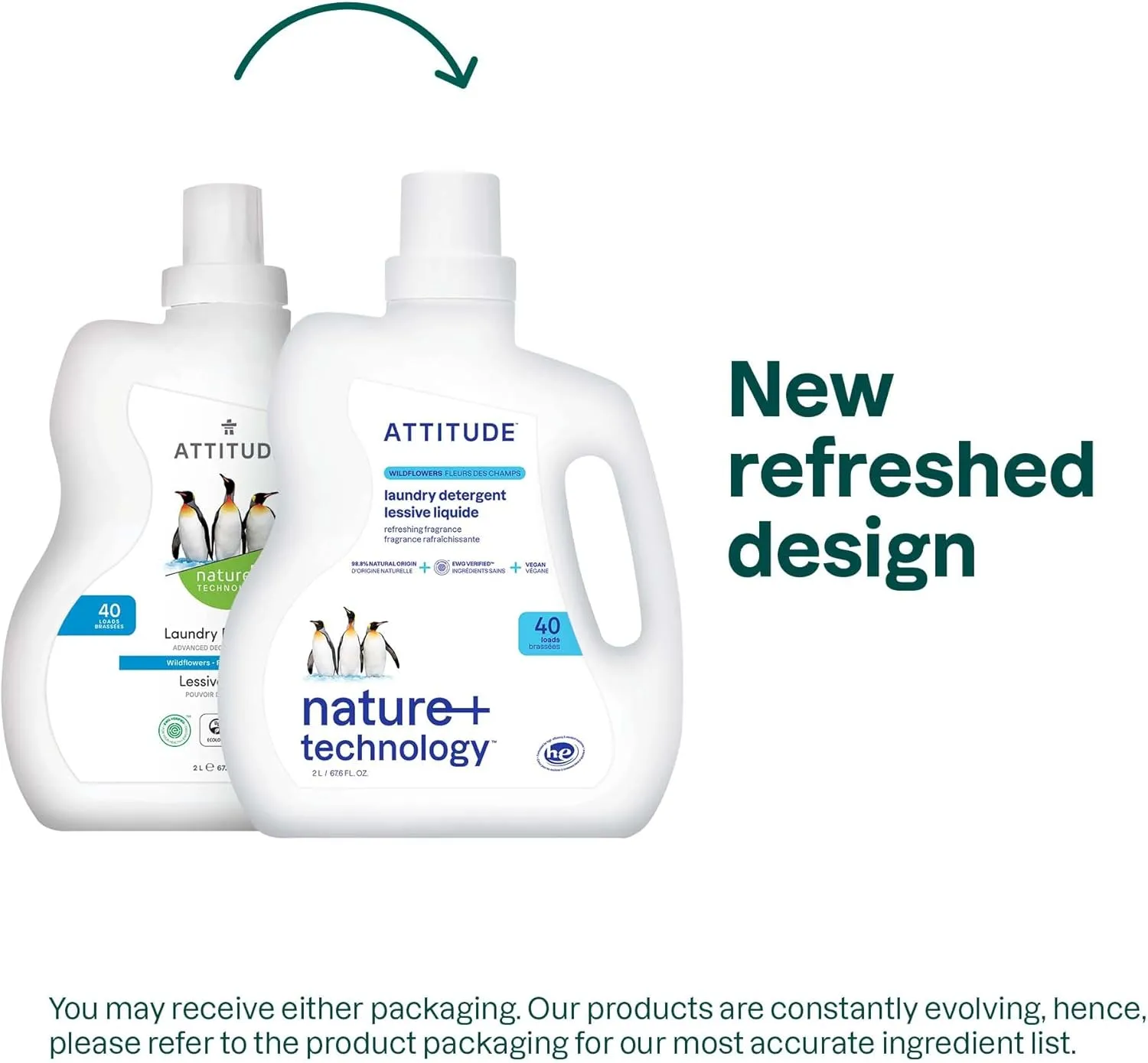 ATTITUDE Liquid Laundry Detergent, EWG Verified Laundry Soap, HE Compatible, Vegan and Plant Based Products, Cruelty-Free, Wildflowers, 40 Loads, 67.6 Fl Oz