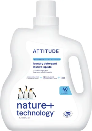 ATTITUDE Liquid Laundry Detergent, EWG Verified Laundry Soap, HE Compatible, Vegan and Plant Based Products, Cruelty-Free, Wildflowers, 40 Loads, 67.6 Fl Oz