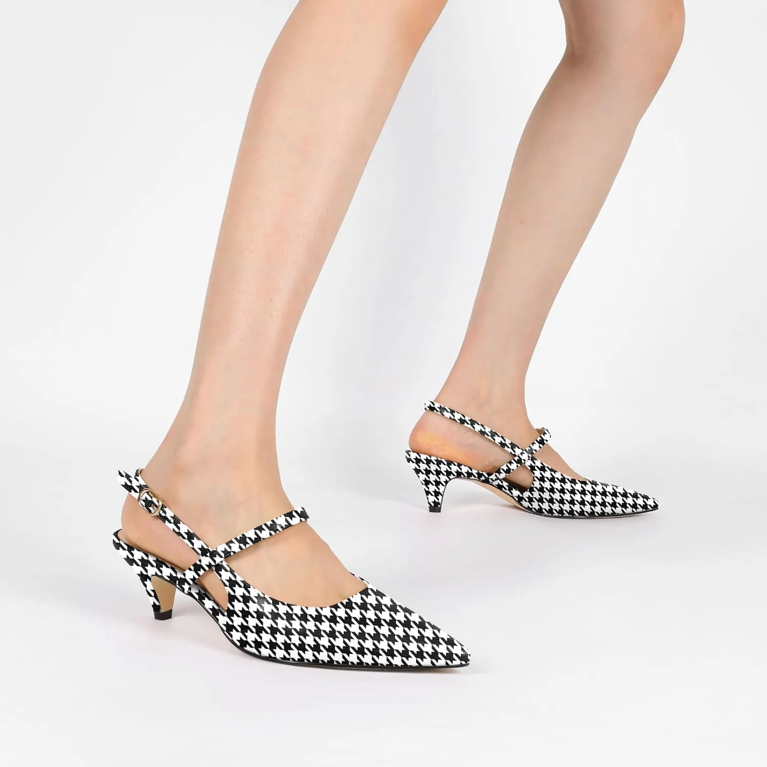 AUMOTED Kitten Low Heels for Womens Slingback Mary Janes Shoes Closed Pointed Toe Pumps Matte Leather 2 Inch Party Dress Shoes