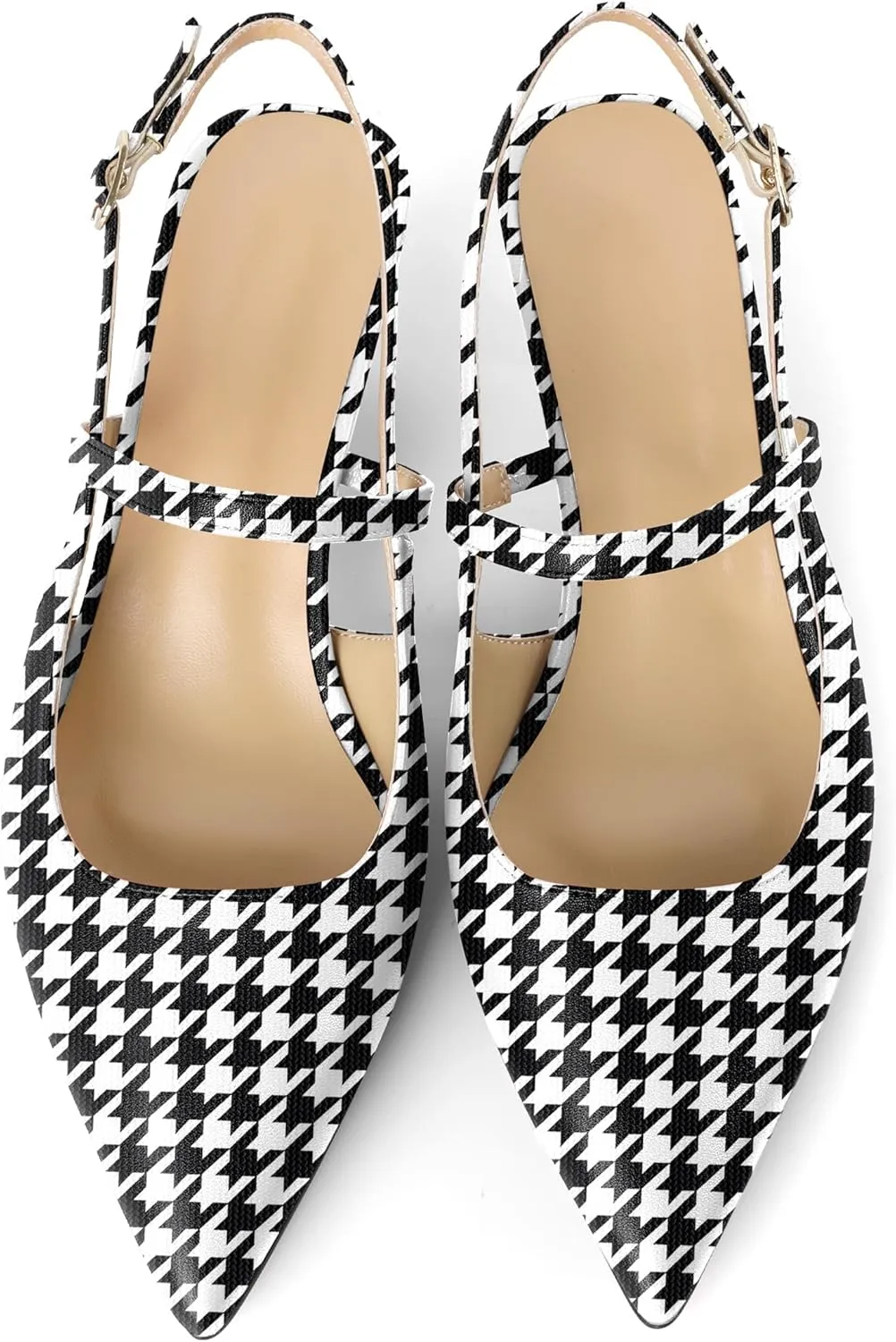 AUMOTED Kitten Low Heels for Womens Slingback Mary Janes Shoes Closed Pointed Toe Pumps Matte Leather 2 Inch Party Dress Shoes