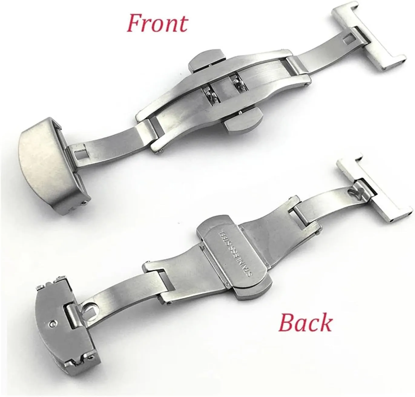 Automatic Buckle Stainless Steel Butterfly Buckle Matte Button Leather Watch Band 12mm 14mm 16mm 18mm 20mm 22mm Watchbands Clasp
