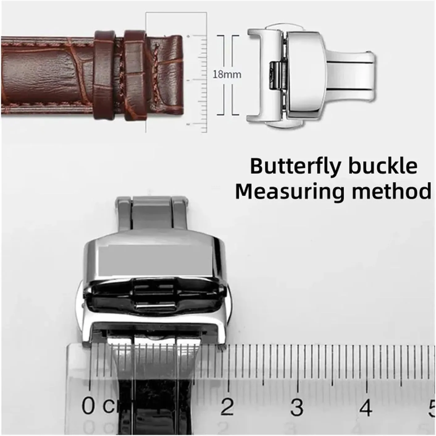 Automatic Buckle Stainless Steel Butterfly Buckle Matte Button Leather Watch Band 12mm 14mm 16mm 18mm 20mm 22mm Watchbands Clasp