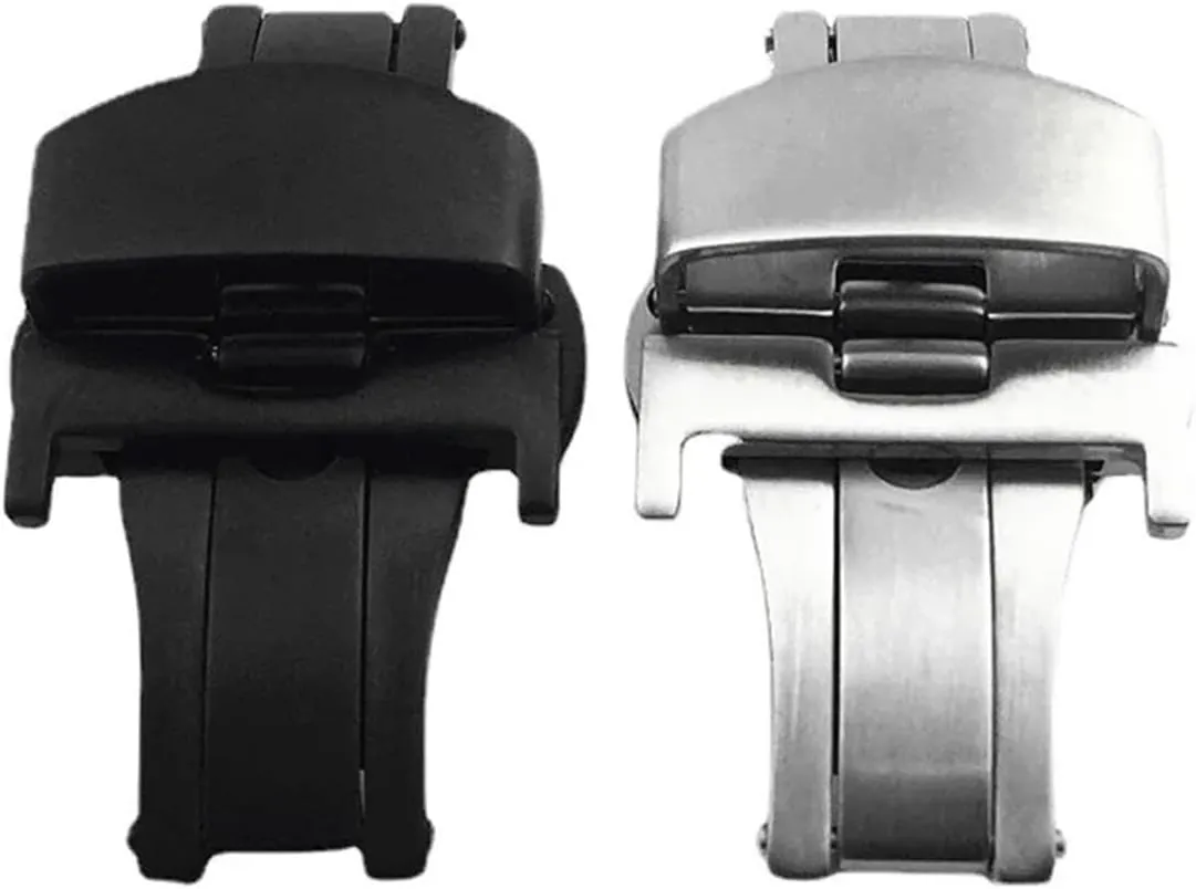 Automatic Buckle Stainless Steel Butterfly Buckle Matte Button Leather Watch Band 12mm 14mm 16mm 18mm 20mm 22mm Watchbands Clasp