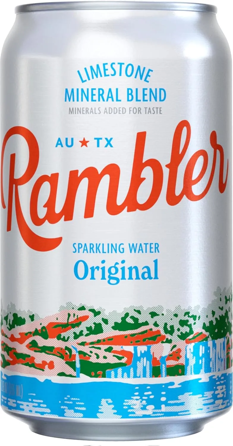 AUTX RAMBLER Sparkling Water, Texas Limestone Filtered, Original Natural Flavor, 12-Ounce Cans, Three 8-Packs (24 Cans)