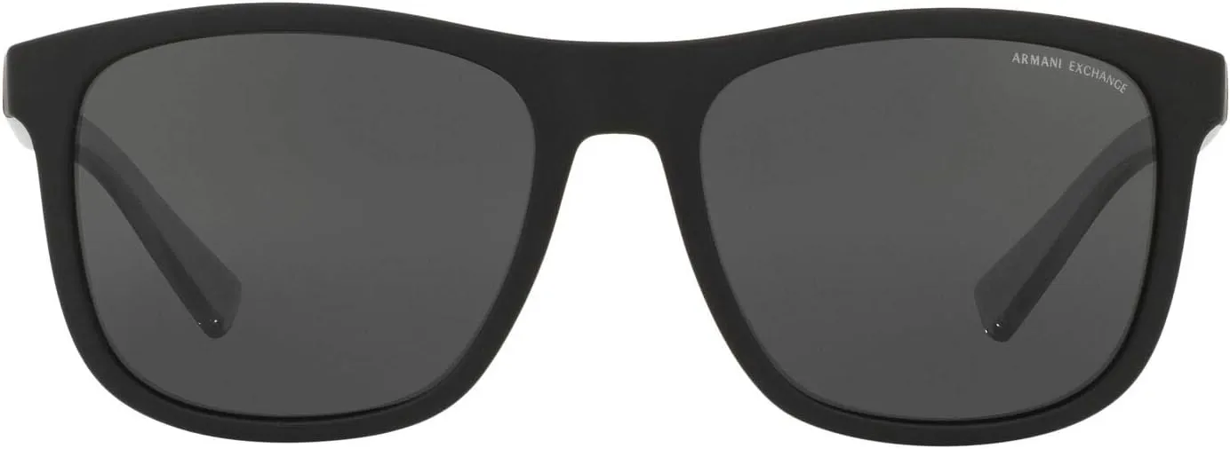 A|X ARMANI EXCHANGE Men's AX4049SF Low Bridge Fit Square Sunglasses, Matte Black/Grey, 57 mm